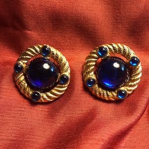 royal blue park lane earrings in gold tone